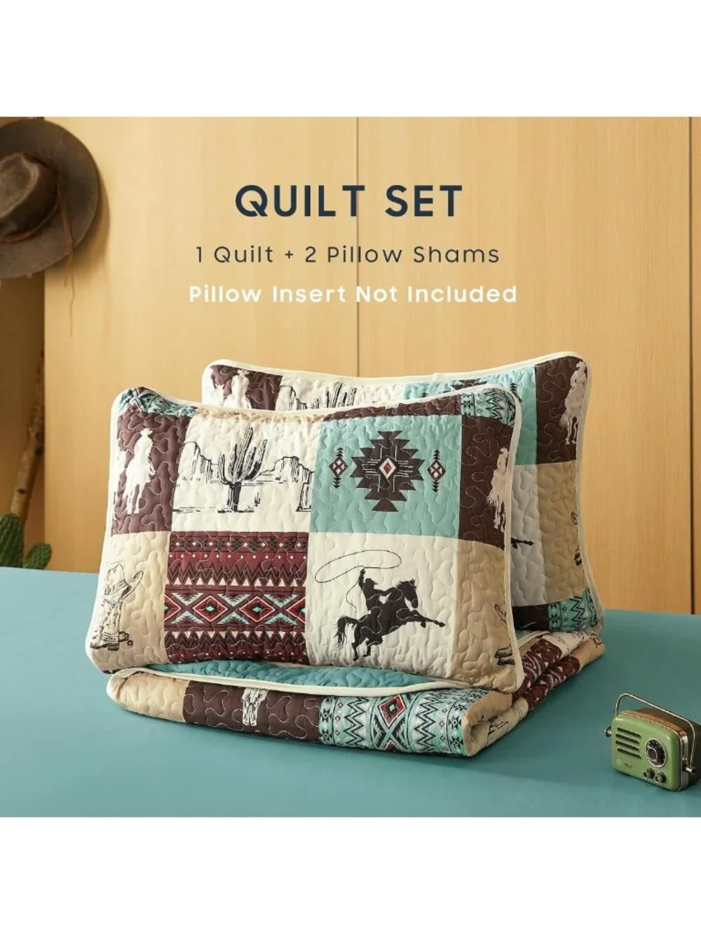 Southwestern Aztec Quilt Set - Reversible Lightweight Bedspread, King Size